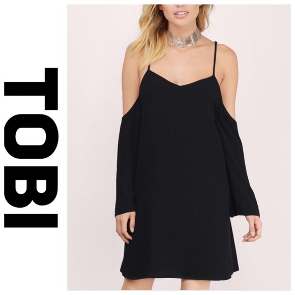 💕SALE💕 Tobi Black Swing Cold Shoulder Mini Dress - Picture 2 of 8